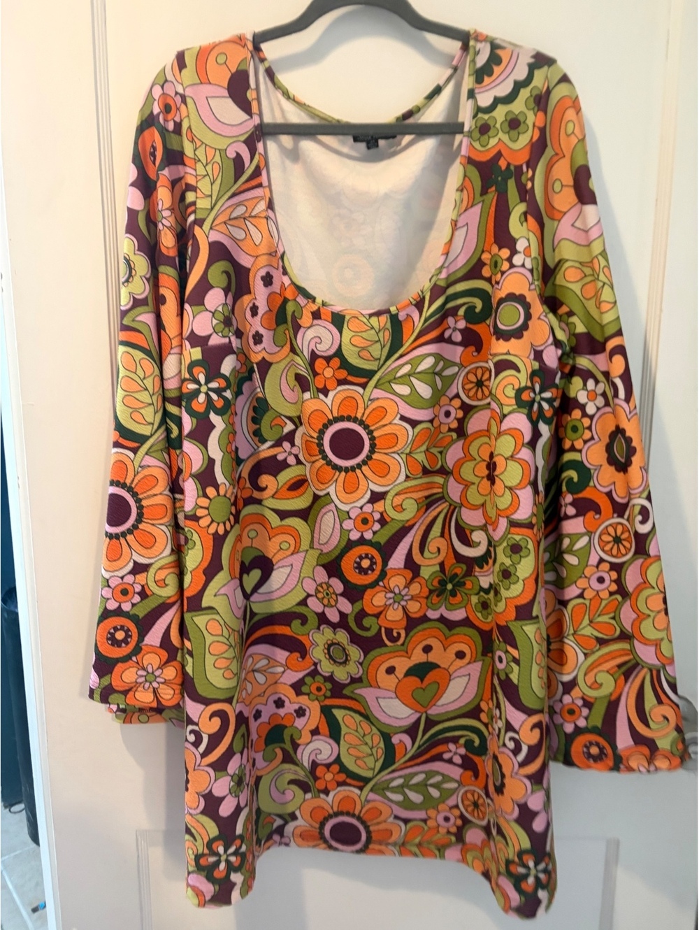 Smak Parlour 3X retro floral bell sleeve dress